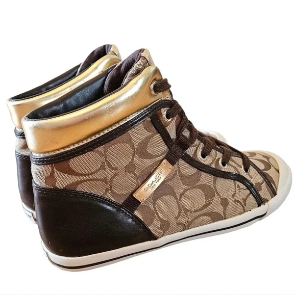 Coach New York Women's Brown Freesia Lace Up High Top Sneaker Shoes Size 8. - Picture 10 of 16
